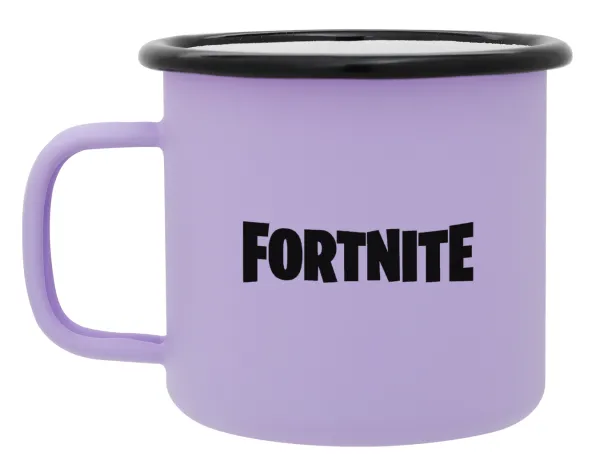 Fortnite landscape — Metal enamel mug, matte light pastel purple, 360ml