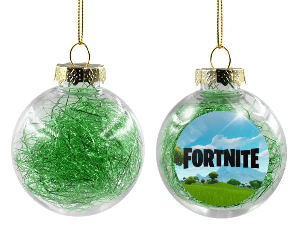 Fortnite landscape — Transparent Christmas tree ball ornament with green filling 8cm