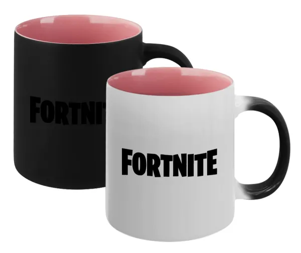 Fortnite landscape — Magic mug with pink interior, ceramic, 330ml, changes colour with hot drinks