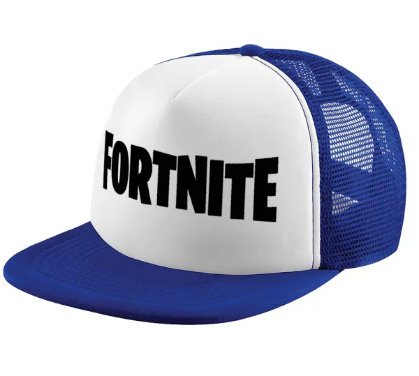 Fortnite landscape — Adult Soft Trucker Hat with Blue/White Mesh (POLYESTER, ADULT, UNISEX, ONE SIZE)