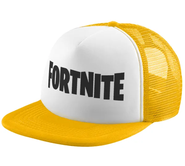 Fortnite landscape — Adult Soft Trucker Hat with Yellow/White Mesh (POLYESTER, ADULT, UNISEX, ONE SIZE)