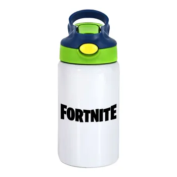 Fortnite landscape, Παιδικό παγούρι θερμό, ανοξείδωτο, με καλαμάκι ασφαλείας, πράσινο/μπλε (350ml)