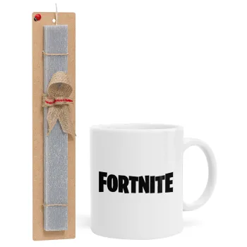Fortnite landscape, Easter Set, Ceramic Cup (330ml) & Easter aromatic flat candle (30cm) (GRAY)
