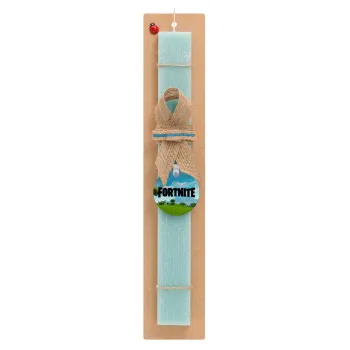 Fortnite landscape, Easter Set, wooden keychain & aromatic flat Easter candle (30cm) (TURQUOISE)