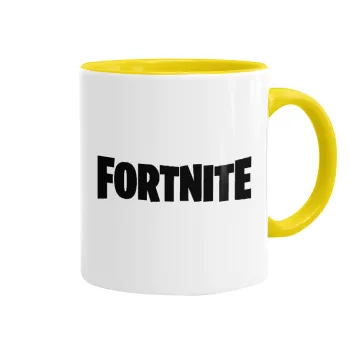 Fortnite landscape, Κούπα χρωματιστή κίτρινη, κεραμική, 330ml