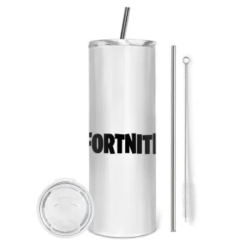 Fortnite landscape, Tumbler stainless steel 600ml, with metal straw & cleaning brush