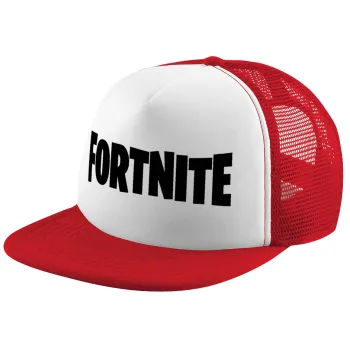 Fortnite landscape, Adult Soft Trucker Hat with Red/White Mesh (POLYESTER, ADULT, UNISEX, ONE SIZE)