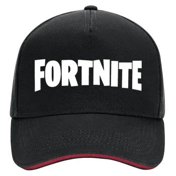 Fortnite landscape, DRILL Adult Ultimate Hat BLACK/RED, (100% COTTON, ADULT, UNISEX, ONE SIZE)
