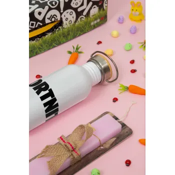 Fortnite landscape, Easter Set, SS Metallic water bottle (620ml, stainless steel) & scented flat Easter candle (30cm) (PINK)