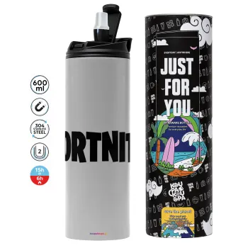 Fortnite landscape, Tumbler stainless steel GREY 600ml