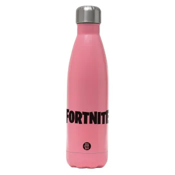 Fortnite landscape, Metal mug thermos Pink Mat (Stainless steel), double wall, 500ml