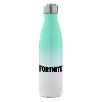 Fortnite landscape, Μεταλλικό παγούρι θερμός Πράσινο/Λευκό (Stainless steel), διπλού τοιχώματος, 500ml