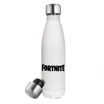 Fortnite landscape, Μεταλλικό παγούρι θερμός Λευκό (Stainless steel), διπλού τοιχώματος, 500ml