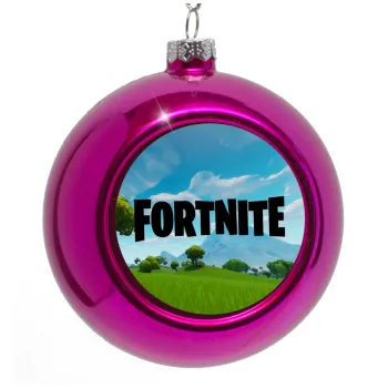 Fortnite landscape, Στολίδι Χριστουγεννιάτικη μπάλα δένδρου Μωβ 8cm