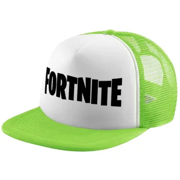 Fortnite landscape, Child's Soft Trucker Hat with Green/White Mesh (POLYESTER, CHILDREN'S, ONE SIZE)