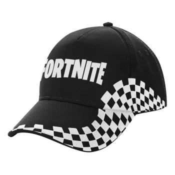 Fortnite landscape, Καπέλο Ενηλίκων Ultimate ΜΑΥΡΟ RACING, (100% ΒΑΜΒΑΚΕΡΟ DRILL, ΕΝΗΛΙΚΩΝ, UNISEX, ONE SIZE)