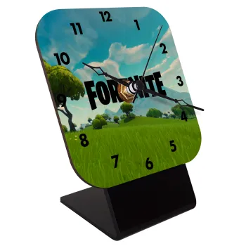 Fortnite landscape, Quartz Table clock in natural wood (10cm)