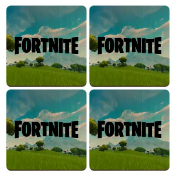 Fortnite landscape, ΣΕΤ x4 Σουβέρ ξύλινα τετράγωνα plywood (9cm)