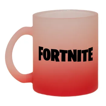 Fortnite landscape, Κούπα γυάλινη δίχρωμη με βάση το κόκκινο ματ, 330ml