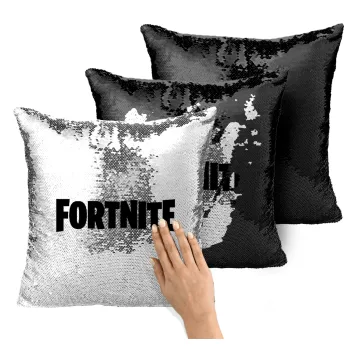 Fortnite landscape, Μαξιλάρι καναπέ Μαγικό Μαύρο με πούλιες 40x40cm περιέχεται το γέμισμα