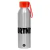 Αλουμινένιο Αθλητικό Μπουκάλι 650ml – Ασημί με Κόκκινο Καπάκι και Λουράκι Σιλικόνης