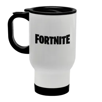 Fortnite landscape, Stainless steel travel mug with lid, double wall white 450ml
