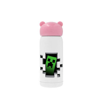 Minecraft creeper, Ροζ ανοξείδωτο παγούρι θερμό (Stainless steel), 320ml