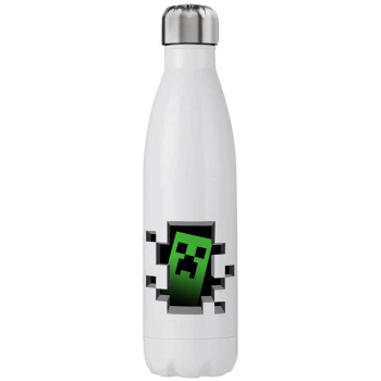 Minecraft creeper, Μεταλλικό παγούρι θερμός (Stainless steel), διπλού τοιχώματος, 750ml