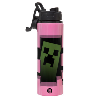 Minecraft creeper, Metallic water bottle with safety lid, 850ml aluminum