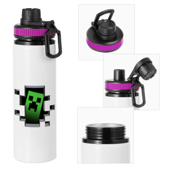 Minecraft creeper, Metallic water bottle with safety lid, 850ml aluminum
