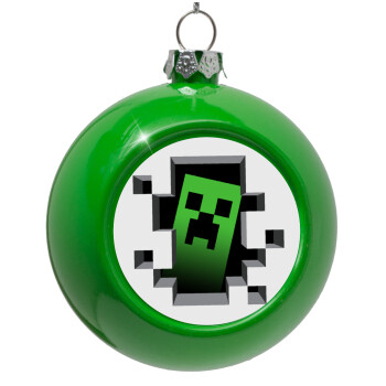 Minecraft creeper, Green Christmas tree ornament bauble 8cm