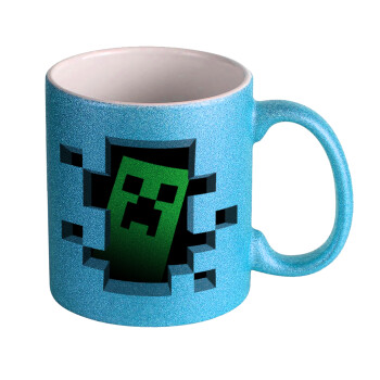 Minecraft creeper, Κούπα Σιέλ Glitter που γυαλίζει, κεραμική, 330ml