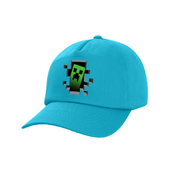 Minecraft creeper, Καπέλο Ενηλίκων Baseball, 100% Βαμβακερό,  Γαλάζιο (ΒΑΜΒΑΚΕΡΟ, ΕΝΗΛΙΚΩΝ, UNISEX, ONE SIZE)