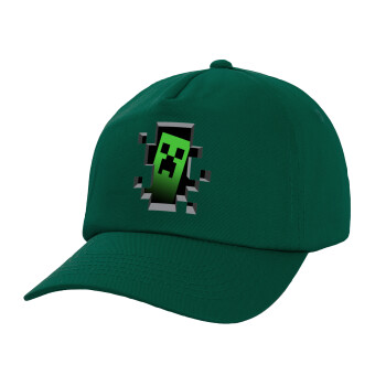 Minecraft creeper, Twill Καπέλο παιδικό Bottle Green (100% ΒΑΜΒΑΚΕΡΟ, ΠΑΙΔΙΚΟ, UNISEX)