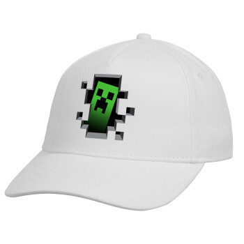 Minecraft creeper, Καπέλο Ενηλίκων Baseball, Drill, Λευκό (100% ΒΑΜΒΑΚΕΡΟ, ΕΝΗΛΙΚΩΝ, UNISEX, ONE SIZE)