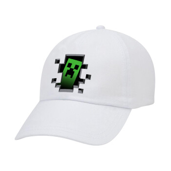 Minecraft creeper, Καπέλο ενηλίκων Jockey Λευκό (snapback, 5-φύλλο, unisex)