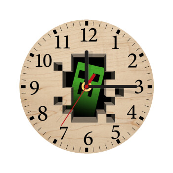 Minecraft creeper, Ρολόι τοίχου ξύλινο plywood (20cm)