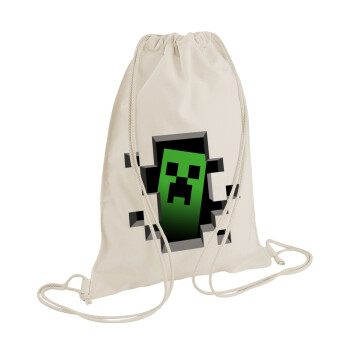 Minecraft creeper, Backpack bag GYMBAG natural (28x40cm)