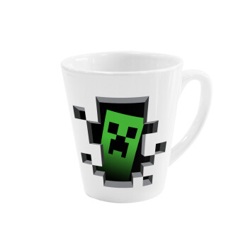 Minecraft creeper, Κούπα κωνική Latte Λευκή, κεραμική, 300ml