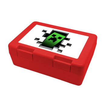Minecraft creeper, Παιδικό δοχείο κολατσιού ΚΟΚΚΙΝΟ 185x128x65mm (BPA free πλαστικό)