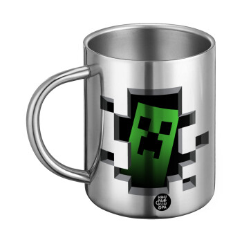 Minecraft creeper, Ανοξείδωτη Μεταλλική Κούπα 450ml - Διπλού Τοιχώματος