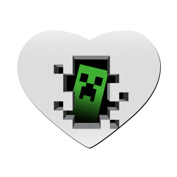 Minecraft creeper, Mousepad καρδιά 23x20cm