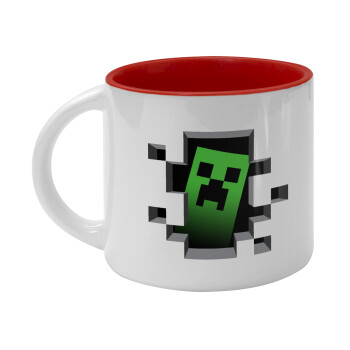 Minecraft creeper, Κούπα κεραμική 400ml Λευκή/Κόκκινη