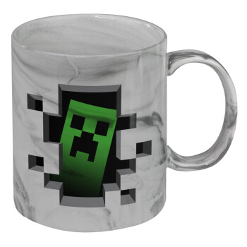 Minecraft creeper, Mug ceramic marble style, 330ml