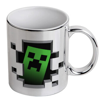 Minecraft creeper, Κούπα κεραμική, ασημένια καθρέπτης, 330ml