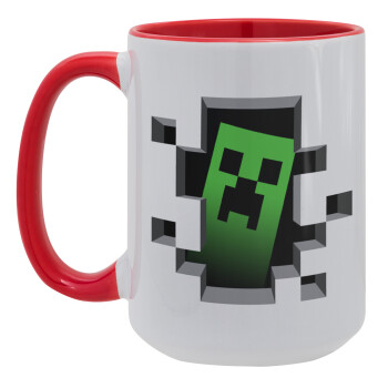 Minecraft creeper, Κούπα Mega 15oz, κεραμική Κόκκινη, 450ml