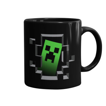Minecraft creeper, Κούπα Μαύρη, κεραμική, 330ml