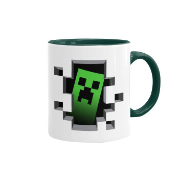 Minecraft creeper, Κούπα χρωματιστή πράσινη, κεραμική, 330ml