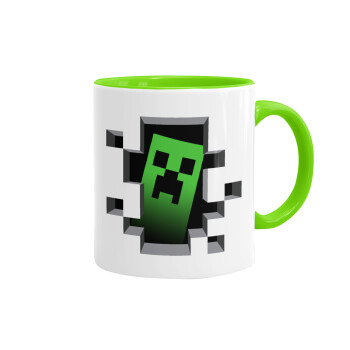 Minecraft creeper, Κούπα χρωματιστή βεραμάν, κεραμική, 330ml