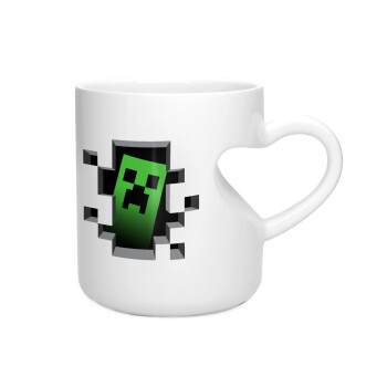 Minecraft creeper, Κούπα καρδιά λευκή, κεραμική, 330ml